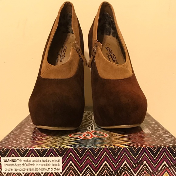 Brown Velvet Platform High Heel Booties DbDk - Picture 3 of 3